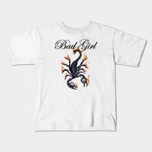 Scorpion on fire and Bad girl quote Kids T-Shirt